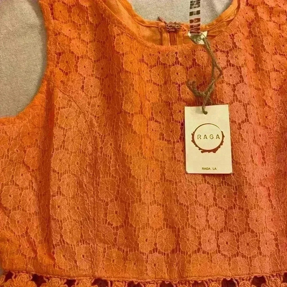 Anthropologie Raga Women's Sleeveless Lace Feminine Orange Mini size‎ M - Picture 12 of 13